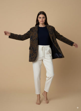 Giacca - Giacca jacquard oversize - Senape/blu - vevi.it