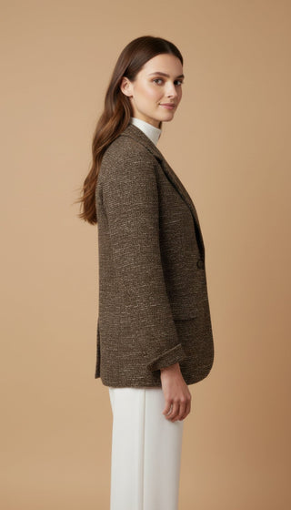 Giacca - Giacca lurex 2 bottoni - Marrone - vevi.it