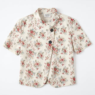 Giacca - Giacca m/m fiori 2 bottoni asimmetrici GFE6505F - Bianco - VEVI