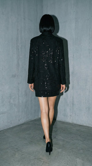 Giacca - Giacca over applicazioni paillettes - Nero - VEVI