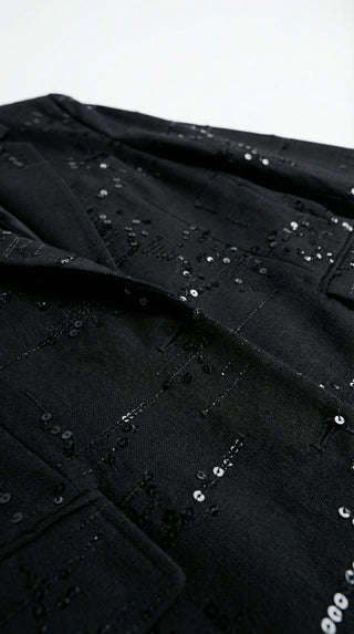 Giacca - Giacca over applicazioni paillettes - Nero - VEVI