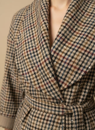 Giacca - Giacca quadretti con cintura - Cammello - VEVI