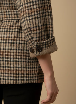 Giacca - Giacca quadretti con cintura - Cammello - VEVI