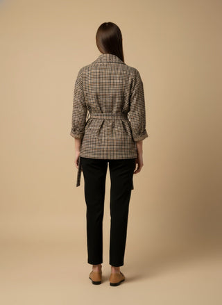 Giacca - Giacca quadretti con cintura - Cammello - VEVI