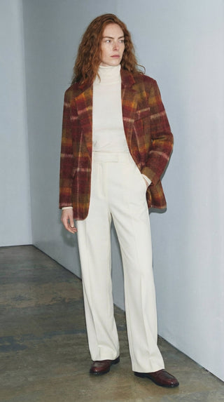 Giacca - Giacca quadri misto lana vergine - Bordeaux - VEVI