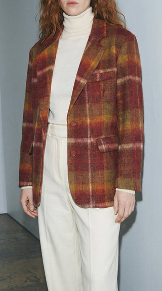 Giacca - Giacca quadri misto lana vergine - Bordeaux - VEVI