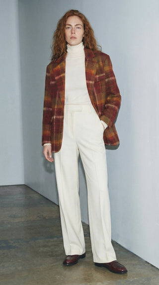 Giacca - Giacca quadri misto lana vergine - Bordeaux - VEVI