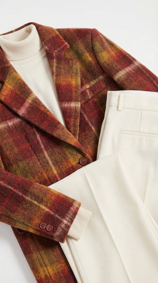 Giacca - Giacca quadri misto lana vergine - Bordeaux - VEVI