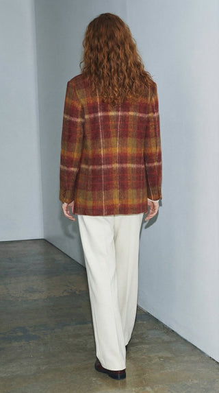 Giacca - Giacca quadri misto lana vergine - Bordeaux - VEVI