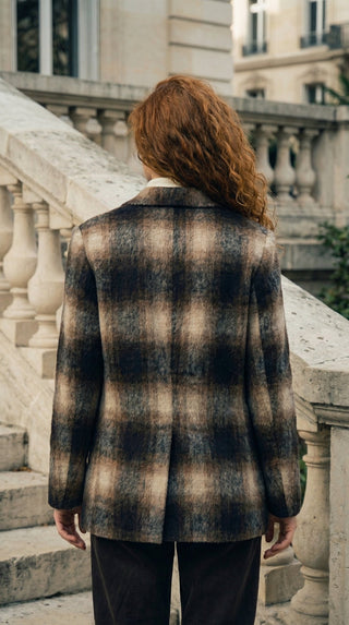 Giacca - Giacca quadri misto lana vergine - Burro - VEVI