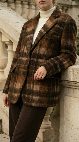 Giacca - Giacca quadri misto lana vergine - Marrone - VEVI