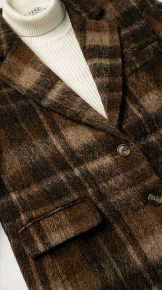Giacca - Giacca quadri misto lana vergine - Marrone - VEVI