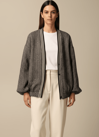 Giacca - Giacca resca bordo riga - Bordeaux - vevi.it