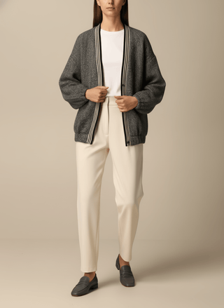 Giacca - Giacca resca bordo riga - Marrone - vevi.it