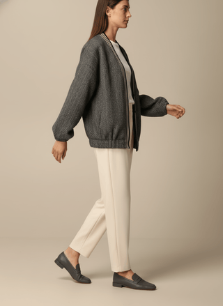 Giacca - Giacca resca bordo riga - Marrone - vevi.it