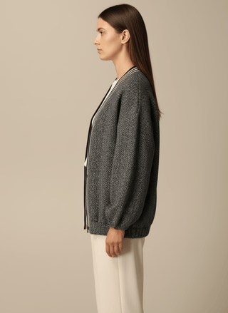 Giacca - Giacca resca bordo riga - Marrone - vevi.it