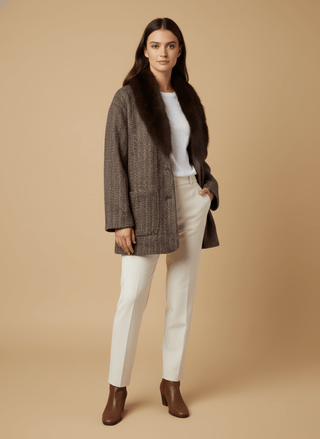 Giacca - Giacca resca collo pelliccia - Bordeaux - vevi.it