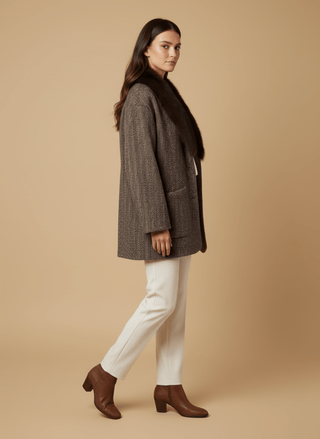 Giacca - Giacca resca collo pelliccia - Bordeaux - vevi.it