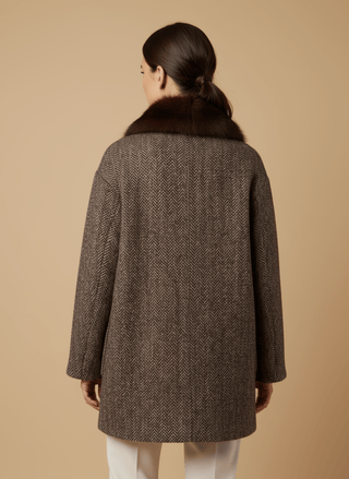 Giacca - Giacca resca collo pelliccia - Bordeaux - vevi.it