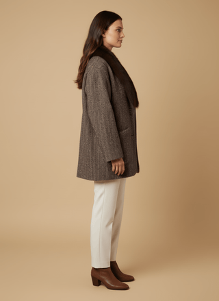 Giacca - Giacca resca collo pelliccia - Bordeaux - vevi.it