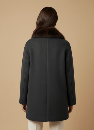 Giacca - Giacca resca collo pelliccia - Nero - vevi.it