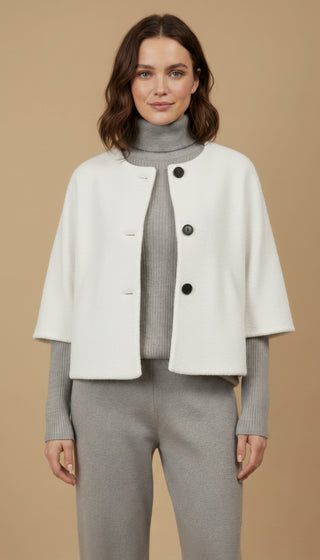 Giacchino - Giacchino m/m girocollo tessuto soft touch - Panna - vevi.it