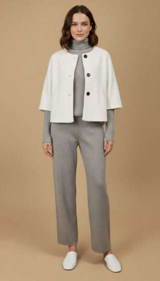 Giacchino - Giacchino m/m girocollo tessuto soft touch - Panna - vevi.it