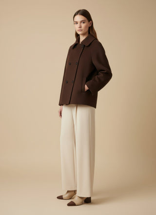 Giaccone - Giaccone doppio petto manica raglan - Marrone - VEVI