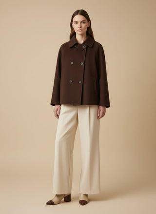 Giaccone - Giaccone doppio petto manica raglan - Marrone - VEVI