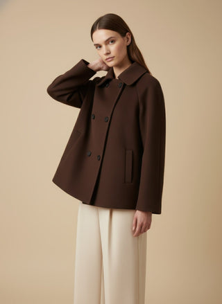 Giaccone - Giaccone doppio petto manica raglan - Marrone - VEVI