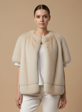 Giaccone - Giaccone gilet simil pelliccia - Beige - vevi.it