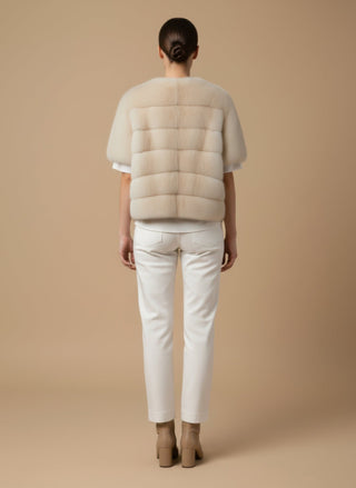Giaccone - Giaccone gilet simil pelliccia - Beige - vevi.it