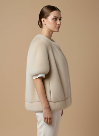 Giaccone - Giaccone gilet simil pelliccia - Beige - vevi.it