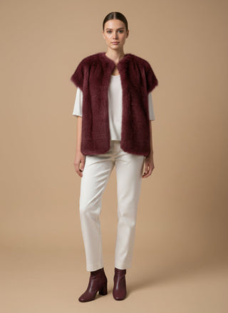 Giaccone - Giaccone gilet simil pelliccia - Bordeaux - vevi.it