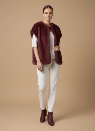 Giaccone - Giaccone gilet simil pelliccia - Bordeaux - vevi.it