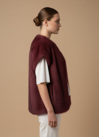 Giaccone - Giaccone gilet simil pelliccia - Bordeaux - vevi.it