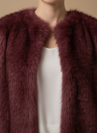 Giaccone - Giaccone gilet simil pelliccia - Bordeaux - vevi.it