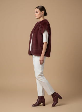 Giaccone - Giaccone gilet simil pelliccia - Bordeaux - vevi.it