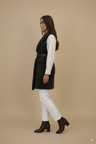 Giaccone - Giaccone gilet velluto coste cintura - Moro - vevi.it