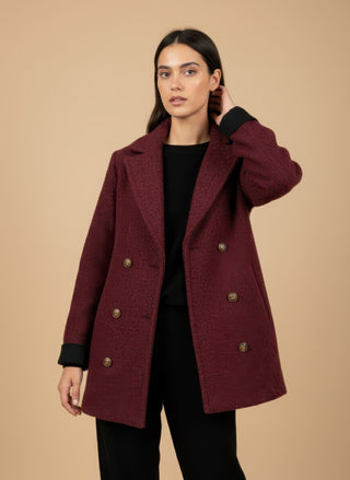 Giaccone - Giaccone lana cotta doppio petto - Bordeaux - VEVI