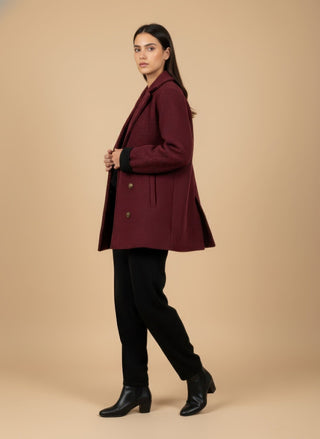 Giaccone - Giaccone lana cotta doppio petto - Nero - VEVI