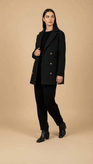 Giaccone - Giaccone lana cotta doppio petto - Nero - VEVI