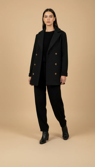 Giaccone - Giaccone lana cotta doppio petto - Nero - VEVI