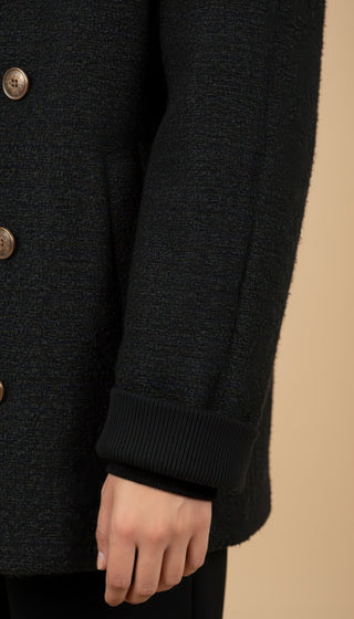 Giaccone - Giaccone lana cotta doppio petto - Nero - VEVI