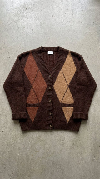 Gilet - Gilet cardigan jacquard lungo - Marrone - VEVI