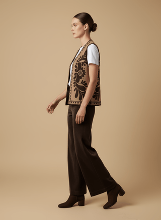 Gilet - Gilet etnico con ricamo - Cammello - vevi.it