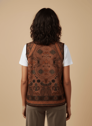 Gilet - Gilet etnico con ricamo - Tabacco - vevi.it