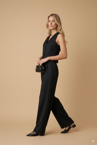 Gilet - Gilet gessato - Nero - vevi.it