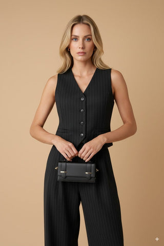 Gilet - Gilet gessato - Nero - vevi.it