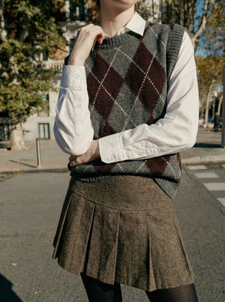 Gilet - Gilet girocollo rombi misto lana - Grigio - VEVI